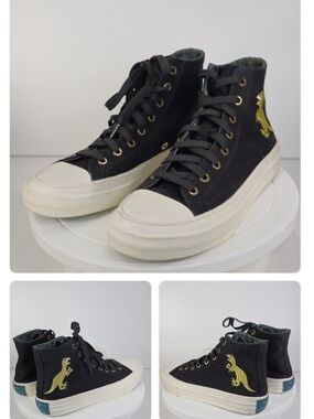 Rare!! Paul Smith Black and Gold Dino-Pattern High Top Sneaker